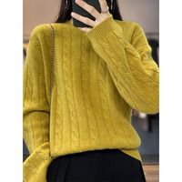 Vente chaude Style de base Nouveau pull à col rond pour femmes en laine mérinos florale torsadée