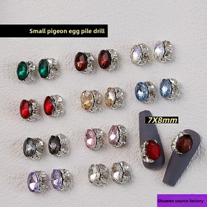 Nouveaux accessoires pour nail art en cristal, décorations d'<span class=keywords><strong>ongles</strong></span> de luxe ultra-brillantes en alliage de diamant empilé, en forme d'œuf, style dessin animé, faits à la main - Product Image 1