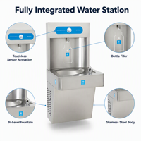 Fontaine à eau réfrigérée activée par capteur, distributeur de bouteilles d'eau, station de remplissage de bouteilles pour salle de sport, aéroport