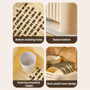 Moderno Organizador de Plástico para Cocina, a Prueba de Polvo, para Platos y Cubiertos, Escurridor de Utensilios con Bandeja de Agua Extraíble - Product Image 6