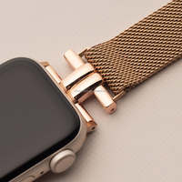 Bande de boucle en maille milanaise mince en métal de luxe pour Apple Watch Series 10 9 8 SE Bracelet léopard de remplacement