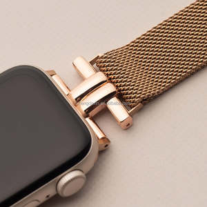 Bande de boucle en maille milanaise mince en métal de luxe pour <span class=keywords><strong>Apple</strong></span> <span class=keywords><strong>Watch</strong></span> Series 10 9 8 SE <span class=keywords><strong>Bracelet</strong></span> léopard de remplacement - Product Image 5