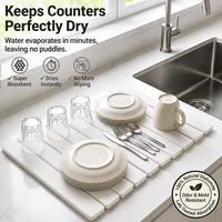 Tapis de séchage OEM en pierre de diatomite 9 mm pour comptoir de cuisine et salle de bain, pliable, antidérapant, pour vaisselle, tasses, bouteilles et ustensiles