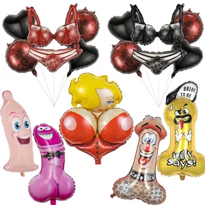 大威利形状箔气球充气阴茎胸部气球单身派对新娘将成为Globos母鸡之夜成人派对用品
