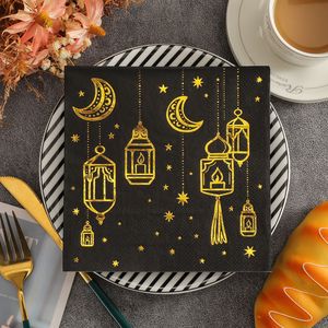 Ramadan Gold Foil Napkins Square Medium Size Disposable Party Tableware For Holiday Celebration - Product Image 1