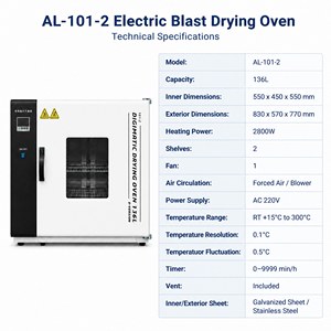 Horno de Secado por Aire Forzado AL-101-2, 2800W, 300°C, Equipo de Laboratorio para Pruebas de Materiales - Product Image 2