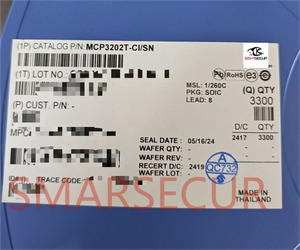 MCP3202T-CI/SN IC ADC SAR 2 canaux 100 ksps 12 bits série automobile AEC-Q100 SOIC8 - Product Image 3
