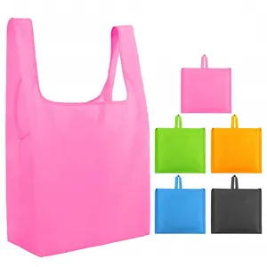 Recycled Polyester Foldable Pocket Collapsible Shopping For Supermarket Laptop Bag Men'S Bag Polyester Foldable Pocket