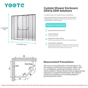 Porte <span class=keywords><strong>de</strong></span> <span class=keywords><strong>douche</strong></span> <span class=keywords><strong>coulissante</strong></span> YEETE noir mat, verre trempé <span class=keywords><strong>de</strong></span> sécurité 8 mm, quincaillerie en acier inoxydable 304, cabine <span class=keywords><strong>de</strong></span> <span class=keywords><strong>douche</strong></span> sans cadre - Product Image 3