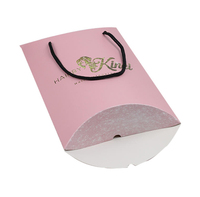 Petite boîte de papier rose extension d'écharpe paquet de cheveux emballage de perruque sac cadeau bon marché en papier d'oreiller avec poignée en ruban