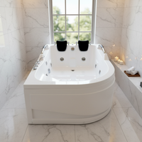 Baignoire à remous hydro-massante familiale pour salle de bain intérieure, 2 personnes, baignoire spa chaude et froide avec oreiller