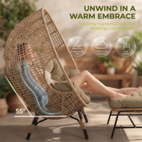 Fauteuil double surdimensionné en osier pour l'extérieur, canapé de jardin pour patio et cour arrière