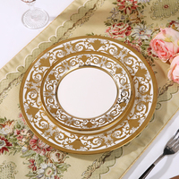 Assiettes en céramique et porcelaine avec bordure dorée, écologiques, style nordique européen, élégantes, pour mariage