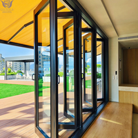 Porte pliante accordéon DEMEA insonorisée pour bureau à domicile, jardin, cadre en aluminium, double vitrage, sur mesure