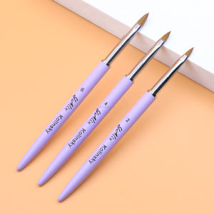 Pinceau à ongles 3D 100% pur Kolinsky/Nylon, logo personnalisé, manche en métal violet, stylo de peinture 3D pour ongles, dessin, sculpture de fleurs - Product Image 2