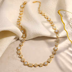 สร้อยคอเพชร ชุบทอง 18k ทรงปรินเซสคัท เครื่องประดับงานแต่งงาน รูปทรงตัวยู ดีไซน์เรขาคณิต - Product Image 3