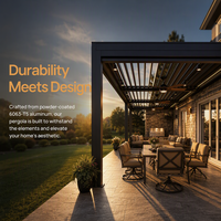 Pergola motorisée d'extérieur, gazebo mural en aluminium avec toit ouvrant à lamelles imperméables