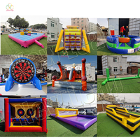 Neues Leap Aufblasbares Jahrmarkt-Zelt PVC Spielshow-Schloss 4-in-1 Zelt Sport Axt Dart Fußball Basketball