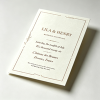 Carte d'invitation de mariage classique européenne gaufrée et imprimée numériquement, carte formelle pour invités de cérémonie et de banquet, taille personnalisée