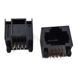 ขั้วต่อโมดูลาร์แจ็ค RJ45 แบบตัวเมีย DIP <span class=keywords><strong>56</strong></span> มุมฉาก 8P8C ช่องเสียบอีเธอร์เน็ต L=15.1 มม. วัสดุ PBT สีดำ 50 โอห์ม หน้าสัมผัสทอง - Product Image 2