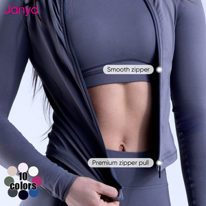 Janya Ultra-Soft Stand Collar Sports Coat Top Full Zipper Long Sleeve Gym Fitness <strong>Jacket</strong> Seamless <strong>Yoga</strong> <strong>Jacket</strong> for Women - Product Image 6