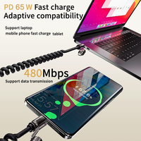 Kabel pegas pengisian daya cepat, 65W 4-in-1 tipe-c pabrik pengiriman langsung cocok untuk ponsel headphone dan komputer