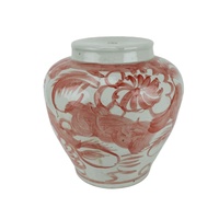DS-RZNA30-A Base de lampe de table en céramique rouge et blanche traditionnelle de Jingdezhen, vente en gros, éclairage chinoiserie