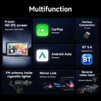 Autoradio Android avec écran IPS 25D de 9 pouces, lecteur multimédia vidéo universel, autoradio, écran tactile, Mirror Link, Carplay
