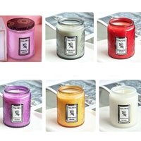Bougie artisanale en cire de soja parfumée personnalisée dans un bocal en verre avec couvercle à motif en relief pour la décoration de la maison, Diwali, Fête des Pères, durée de combustion de 60 heures