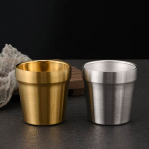 Tazza da caffè con Logo personalizzato 175ml tazza impilabile in acciaio inox a doppia parete per uso cafè Home Restaurant - Product Image 1