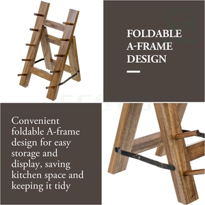 Support de rangement pliable en bois d'acacia pour couteaux de boucher, séchoir à couteaux de cuisine - Product Image 5