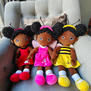 Muñeca de Peluche Personalizada con Alas, Muñeca de Peluche Negra Africana para Bebés y Niños, Regalos, Muñeca de Niña Peluda - Product Image 2