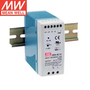 Mean well DRA-40-12 baru asli 40W 24V Output tunggal AC DC Din rel sakelar catu daya untuk sistem inspeksi penglihatan