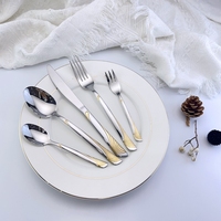 MYD Vente en gros Ensemble de couverts en acier inoxydable de haute qualité Couverts à manche plaqué or incluant fourchette cuillère couteau pour les mariages