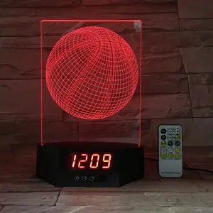 Lampu jam Alarm LED keren terbaru 7 warna berubah LED 3D lampu malam Sensor pintar ON/OFF cahaya untuk kamar tidur hadiah promosi