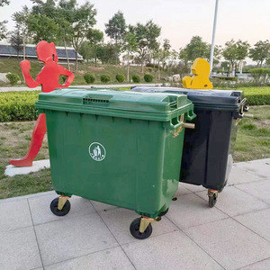 Outdoor Waste <b>Bin</b> 660L Rectangular With <b>Wheels</b> For Commercial Use Green Black Red Blue - Product Image 1