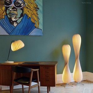 Wabi-Sabi โคมไฟ LED พื้นหยักทรงกลม, พร้อมรีโมทควบคุมฐานไม้ตกแต่งบ้านห้องนอน - Product Image 5