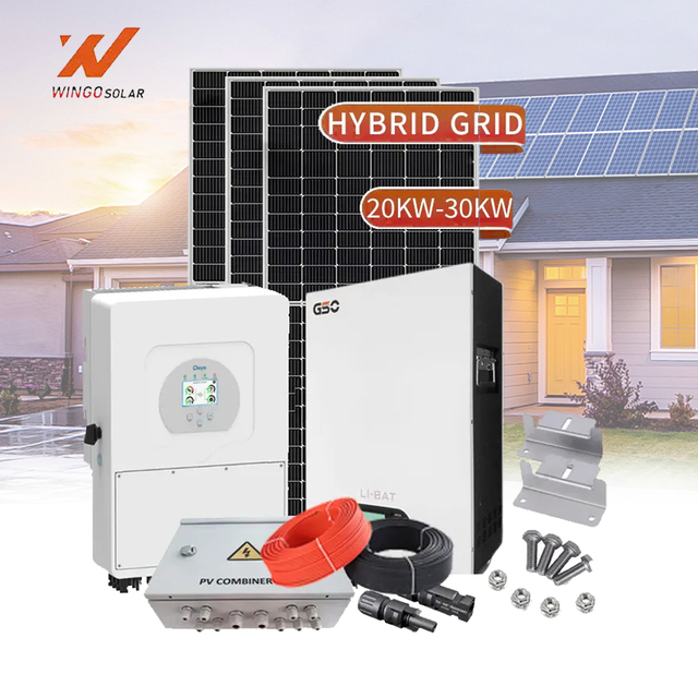 Wingosolar 10Kw 15Kw 20KW Solar Panel Complete Kit with Deye Hybrid Inverters and Battery Solar Energy System or Home