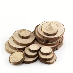 Bricolage artisanat tranches de bois cercles avec écorce d'arbre disques de bûches tranches de bois naturel inachevé pour décorations de noël étiquettes cadeaux