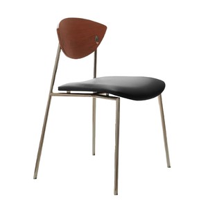 Nordic Metal <b>Backrest</b> Chair With Leather Seat For Dining Room Adult Use - Product Image 4