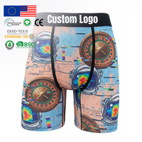 Ventes en gros de boxers pour hommes en marque privée, style casino, impression numérique, haute élasticité, séchage rapide, sous-vêtements en polyester, caleçons