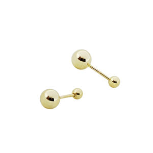 Echte 14K Goldohrringe, 14K Goldschmuck AU585, Gebürstete Runde Kugel-Ohrstecker in 2/<span class=keywords><strong>3</strong></span>/4/5/6mm, Goldohrringe für Damen - Product Image 6