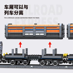 Jestar 59096 <b>Building</b> Block Train <b>Model</b> Railway Express 800+ Pieces for Ages 8 13 Years Unisex Toy Set - Product Image 3
