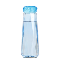 Tasse en verre avec couvercle portable moderne personnalisé couleur changeante diamant cristal bouteille d'eau en verre en cadeau
