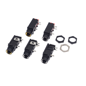 Conector de Audio/Micrófono de 6.35mm Chapado en Oro, Enchufe Vertical de 6 Pines Compatible con Señales Mono y Estéreo, Carcasa de Plástico - Product Image 2