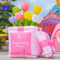 Accessoires décoratifs pour les sites panoramiques en plein air, les parcs, les centres commerciaux, pompe à air électrique multicolores, boîte cadeau de fleurs de tulipes gonflables