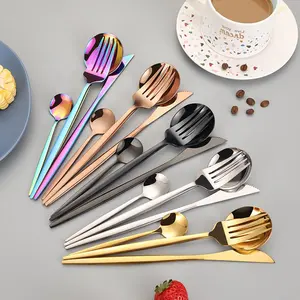 stainless steel Cheap type thin portugal cutlery for wedding PVD plating color handle tableware dinner spoon fork flatware sets