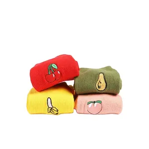 Cute Cartoon Fruit Print Banana Cherry Peach Girls Socks Korean Embroidery Funny Long Socks