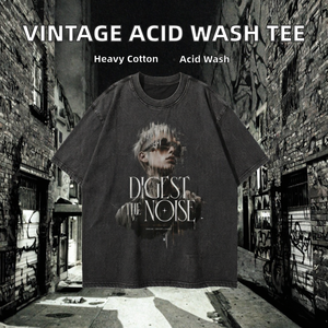 T-shirt Streetwear Vintage Personnalisé en Coton Lourd 100% avec Impression DTG, Effet Délavé à l'Acide, Coupe Droite, Vente en Gros, Printemps-Été - Product Image 2
