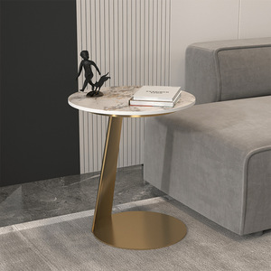 Modern Marble Look Coffee <b>Table</b> Round Metal <b>Side</b> <b>Table</b> <b>Sofa</b> End <b>Table</b> <b>for</b> Living Room Balcony - Product Image 1